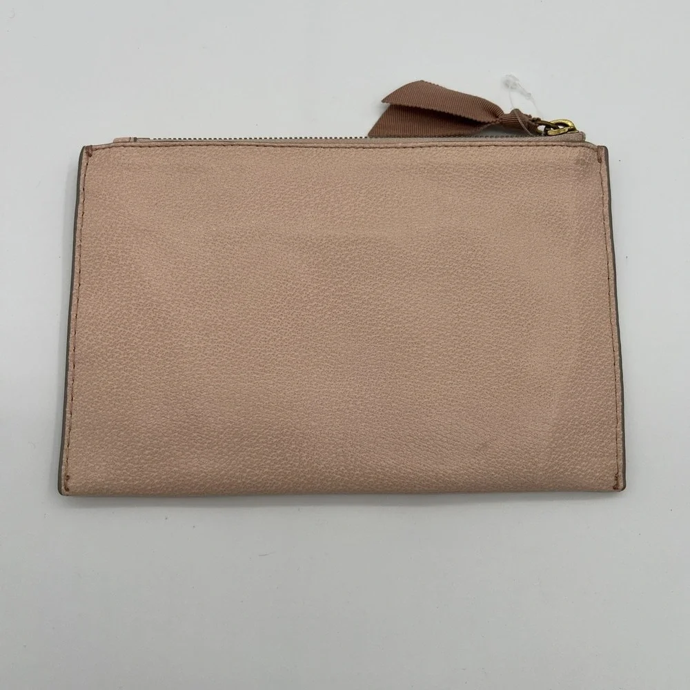 J.Crew Signet Large Leather‎ Pouch Wallet Cream Pink 8x6